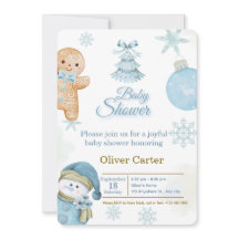 Invitación de Baby Shower para Niño Azul Adorable