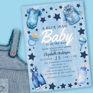 Invitación de Baby Shower para Niño Blue Jean Baby