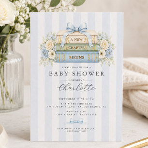 Invitación de Baby Shower para Niño con Raya Azul