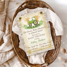 Invitación de Baby Shower para Niño con Tractor Ve