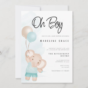 Invitación de Baby Shower para Niño Elefante Bebé
