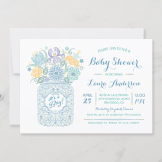 Invitación de Baby Shower para Niño en Frasco de M
