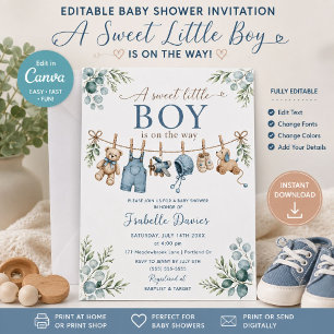 Invitación de Baby Shower para Niño Invitación de