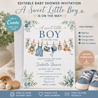 Invitación de Baby Shower para Niño Invitación de