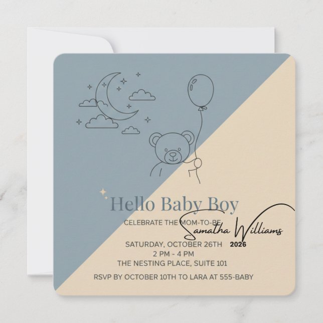 Invitación de Baby Shower para Niño | Moderno Past (Anverso)