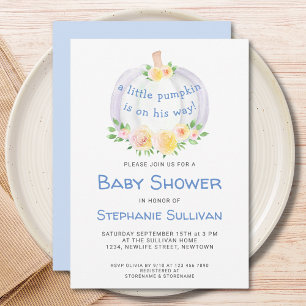 Invitación de Baby Shower para niños de calabaza f