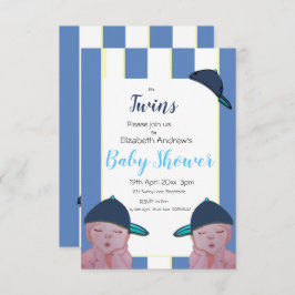 Invitación de Baby Shower para niños gemelos en az