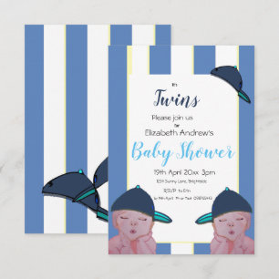 Invitación de Baby Shower para niños gemelos en az