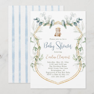 Invitación de Baby Shower para oso de niño - Azul