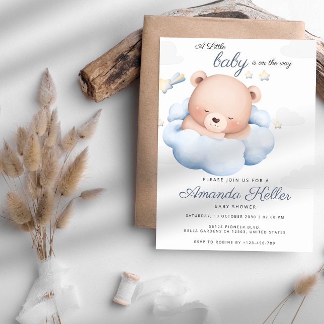 Invitación de Baby Shower para oso de nube (Subido por el creador)