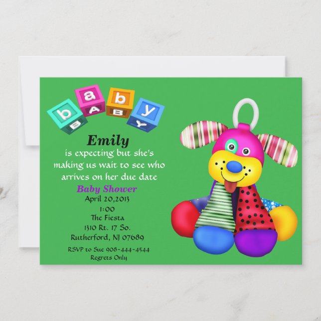 Invitación de Baby Shower para perros de juguete m (Anverso)