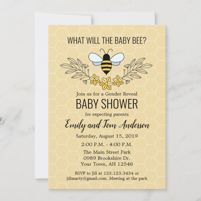 Invitación de Baby Shower para revelar el género d (Anverso)
