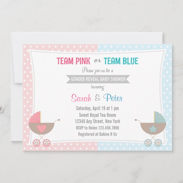 Invitación de Baby Shower para revelar género (Anverso)