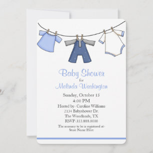 Invitación de Baby Shower para ropa de bebé