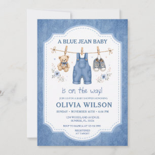 Invitación de baby shower para ropa de bebé de mez