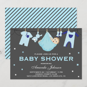 Invitación de Baby Shower para Ropa de Niño Bebé A