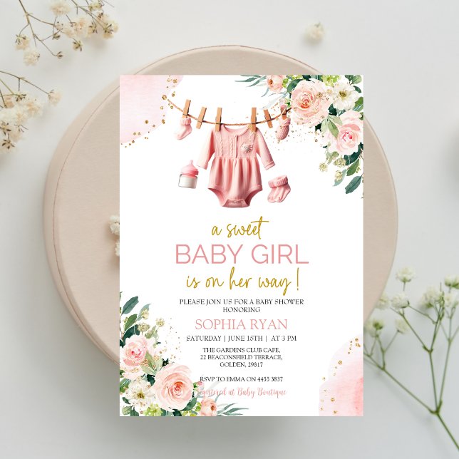 Invitación de Baby Shower para ropa rosa (Subido por el creador)