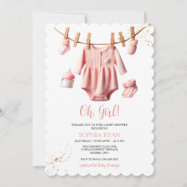 Invitación de Baby Shower para ropa rosa