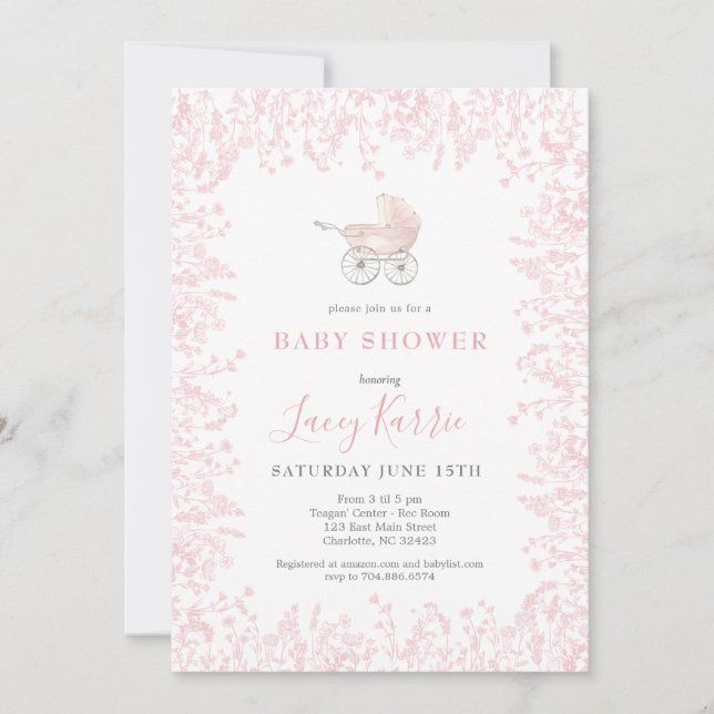 invitación de Baby Shower para transporte de bebé  (Anverso)