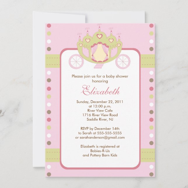 Invitación de Baby Shower para transporte de princ (Anverso)