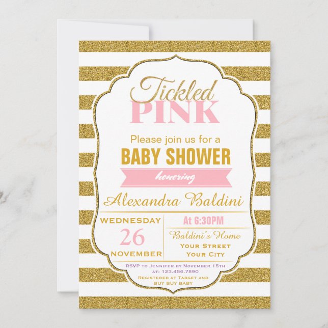 Invitación de Baby Shower para un chica (Anverso)