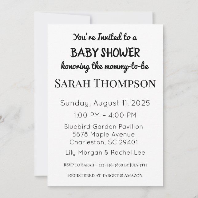 Invitación de Baby Shower para un niño (Anverso)