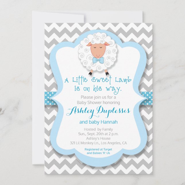 Invitación de Baby Shower para un niño pequeño y d (Anverso)