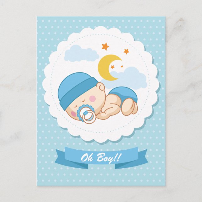 Invitación de Baby Shower para un niño que duerme  (Anverso)