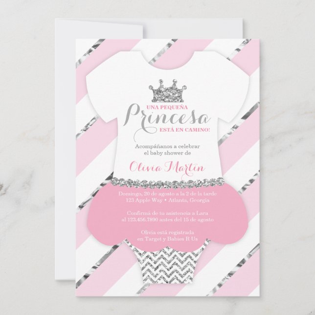 Invitación de Baby Shower para una princesa (Anverso)