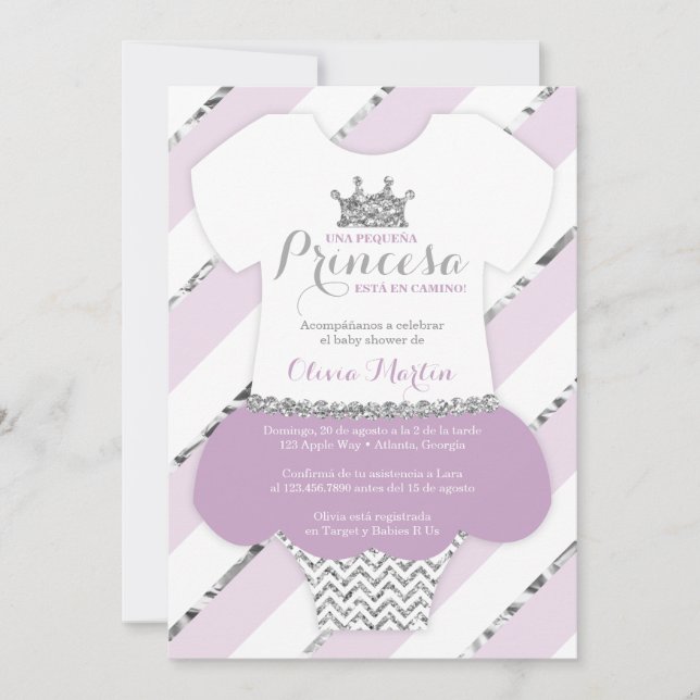 Invitación de Baby Shower para una princesa (Anverso)