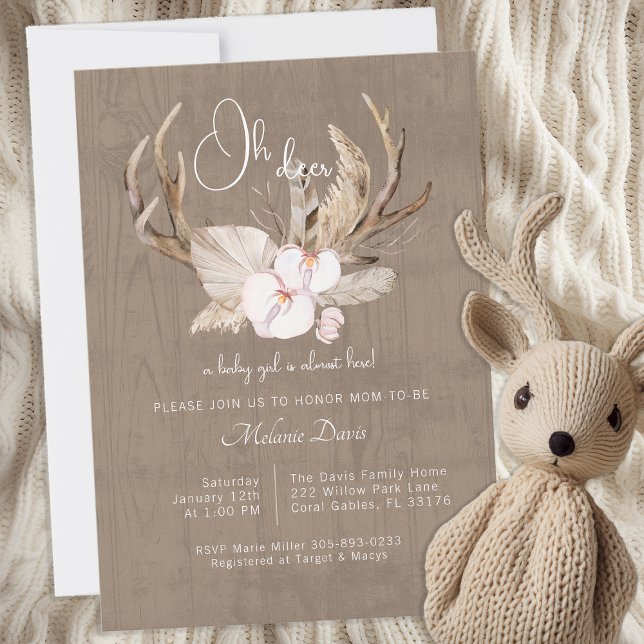Invitación de Baby Shower para venados de color de (Rustic Nature Loving Baby Shower Invitation)