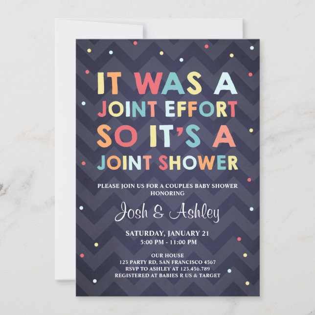 Invitación de Baby Shower Parejas Coed Shower Join (Anverso)