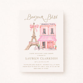 Invitación de Baby Shower Parisian Café Bonjour Bé
