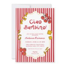 Invitación de Baby Shower 'Pasta Italiana Ciao Bam