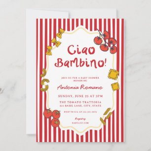 Invitación de Baby Shower 'Pasta Italiana Ciao Bam