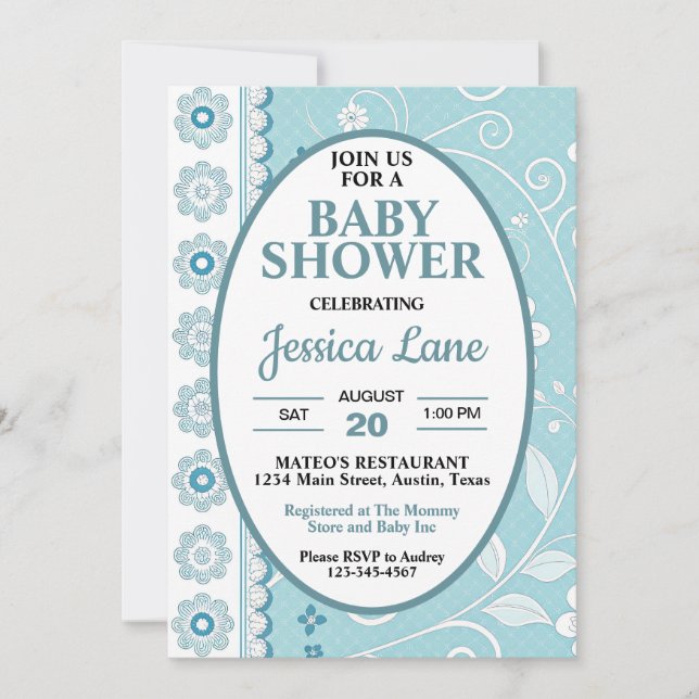 Invitación de baby shower Pastel Blue Boy (Anverso)