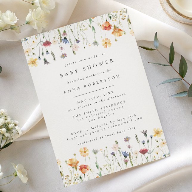 Invitación de Baby Shower Pastel Boho Wildflower (Subido por el creador)