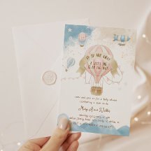 Invitación de Baby Shower Pastel de Globo Aerostát