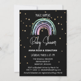 *~* Invitación de Baby Shower Pastel Rainbow Magic