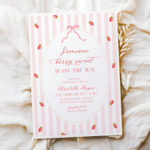 Invitación de Baby Shower Pastel Stripes Berry Swe