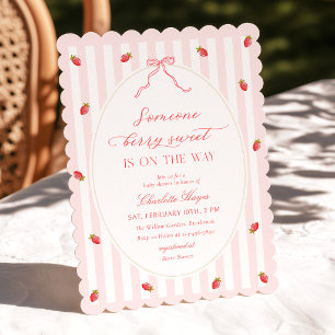 Invitación de Baby Shower Pastel Stripes Berry Swe