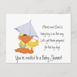 Invitación de Baby Shower-Pato Azul/Quackup