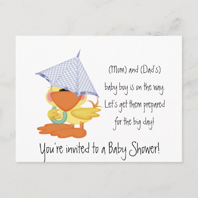 Invitación de Baby Shower-Pato Azul/Quackup (Anverso)