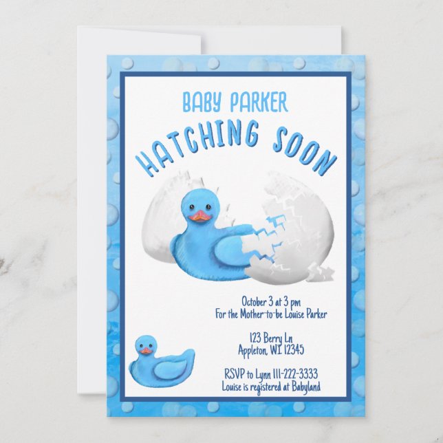 Invitación de Baby Shower 'Pato Pequeño a Punto de (Anverso)