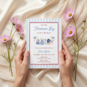 Invitación de Baby Shower Patriótica Rojo Blanco A