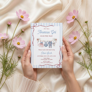 Invitación de Baby Shower Patriótica Rojo Blanco A