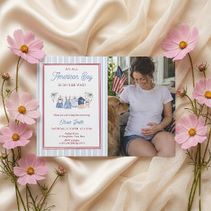 Invitación de Baby Shower Patriótica Rojo Blanco A