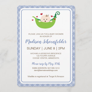 Invitación de Baby Shower Pea in the Pod (Niño)