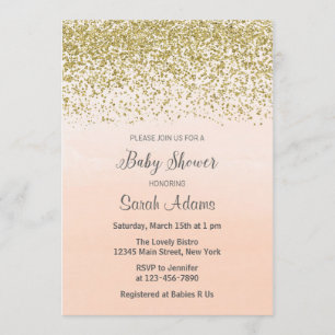 Invitación de Baby Shower Peach and Gold