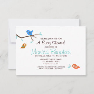 Invitación de Baby Shower | Pequeño birdie Boy Whi